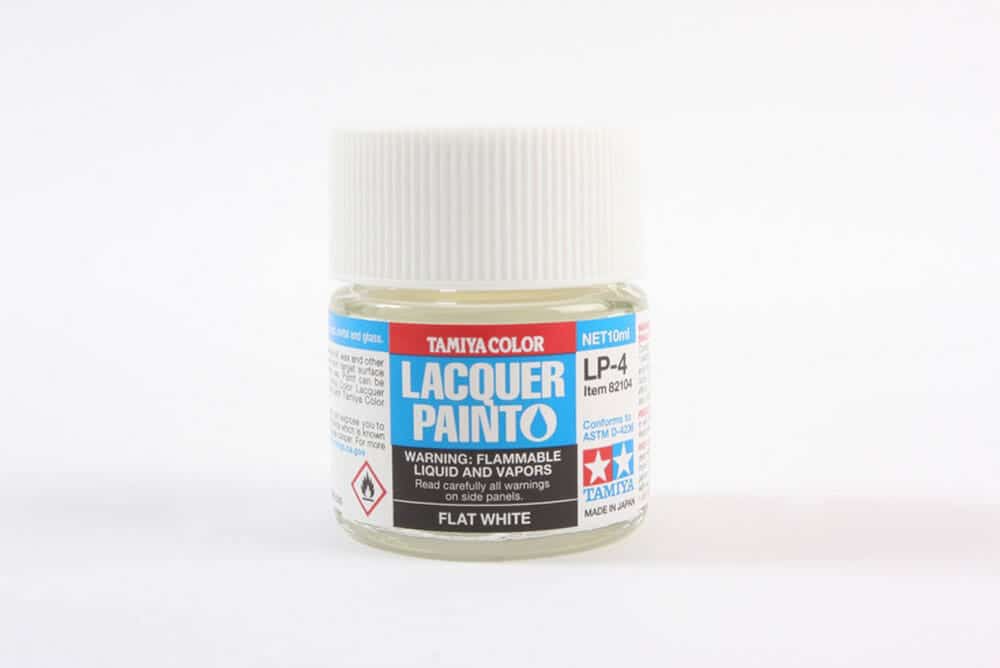 tamiya - 10ml lacquer lp-4 flat white paint (82104)