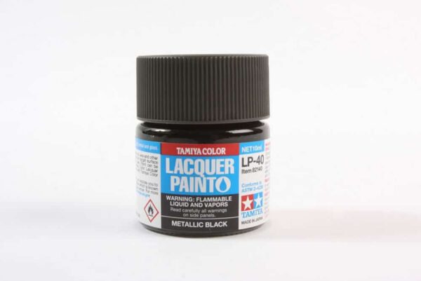 tamiya - 10ml lacquer lp-40 metallic black paint (82140)