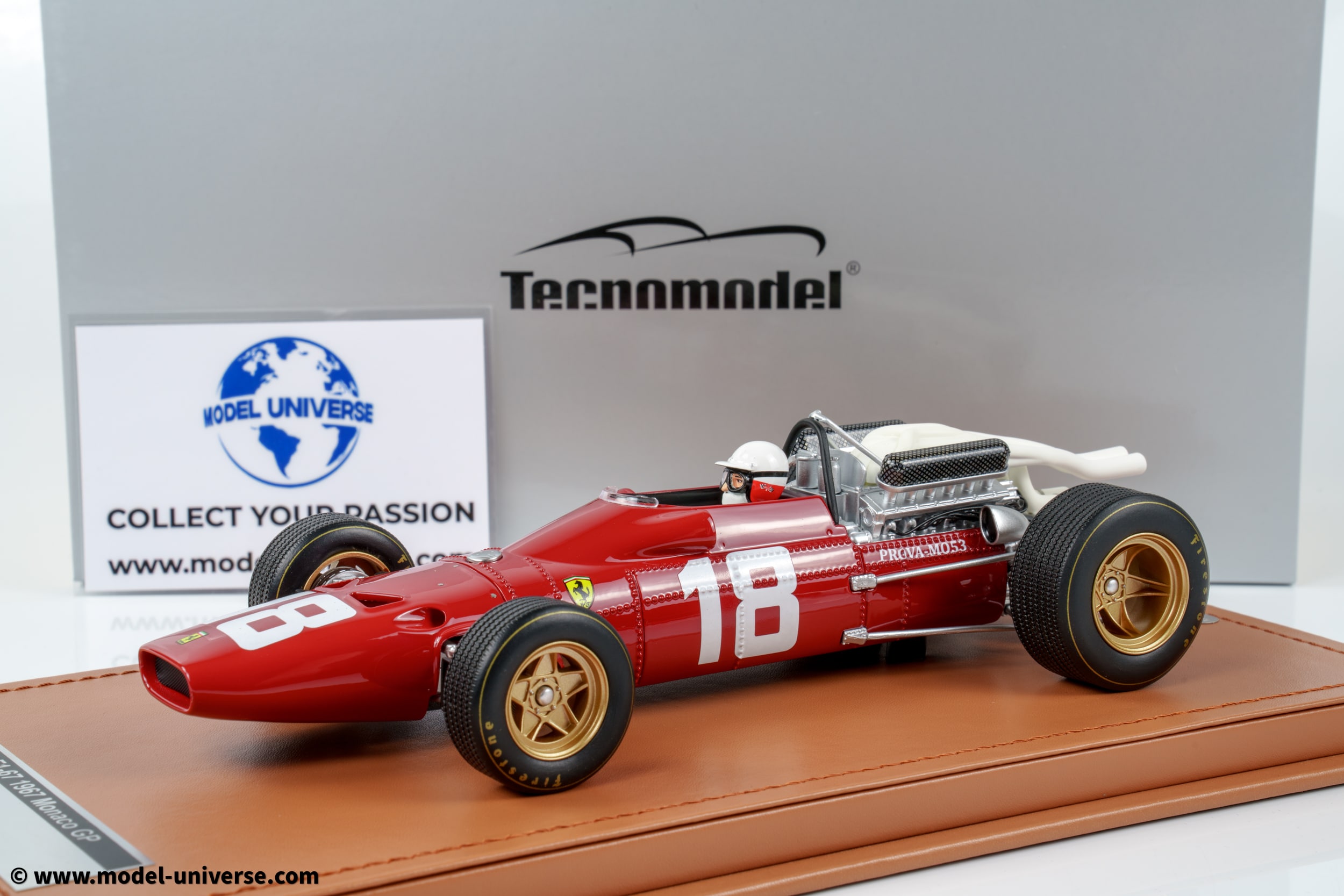 Tecnomodel - 1:18 Ferrari 312/67 No.18 Lorenzo Bandini Monaco GP 1967 with Driver Figure - Limited Edition Resin Model with Display Case 1 Tecnomodel - 1:18 Ferrari 312/67 No.18 Lorenzo Bandini Monaco GP 1967 with Driver Figure - Limited Edition Resin Model with Display Case