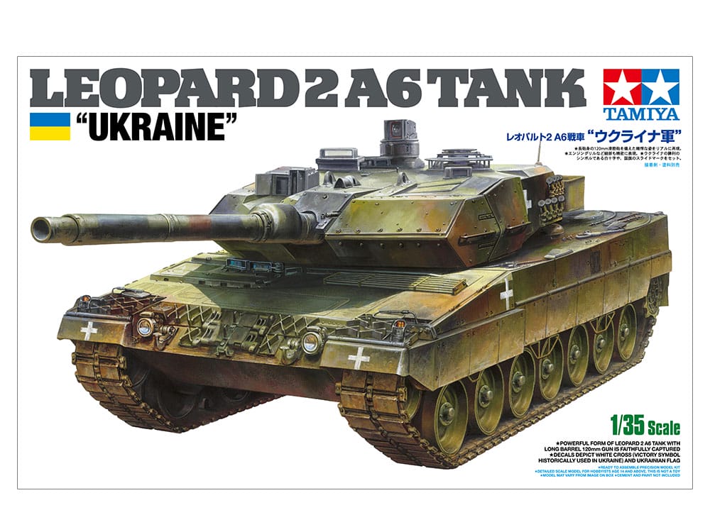 tamiya - 1:35 leopard 2 a6 tank "ukraine" model kit (25207)