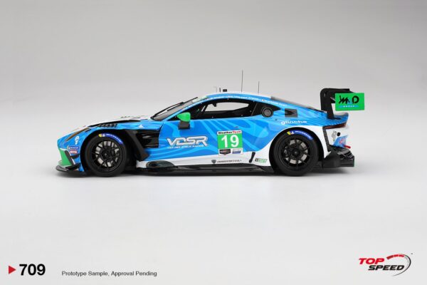 Top Speed 1:18 Aston Martin Vantage GT3 EVO No.19 IMSA 24h Daytona 2025 (TS0709) - Resin Model 8 Top Speed 1:18 Aston Martin Vantage GT3 Evo #19 van der Steur Racing 2025 IMSA Daytona 24 Hrs (TS0709) resin model – side profile