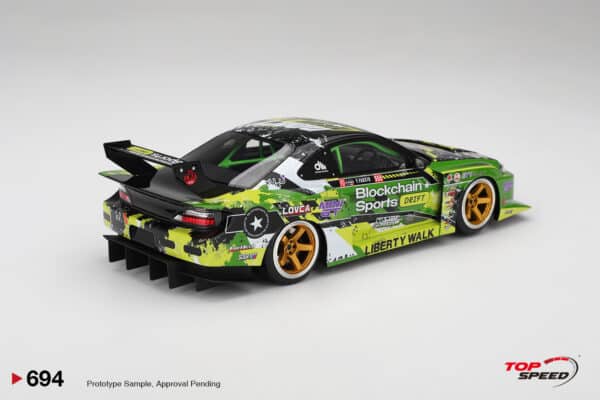 Top Speed 1:18 Nissan LB-Super Silhouette S15 SILVIA Green No.555 Yukio Fausto Formula Drift Japan 2024 (TS0694) - Resin Model 7 Top Speed 1:18 TS0694 Nissan LB-Super Silhouette S15 Silvia #555 V2 Formula Drift Japan Resin Model