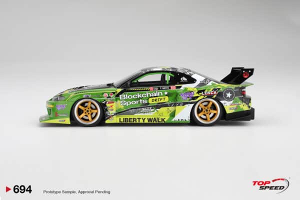 Top Speed 1:18 Nissan LB-Super Silhouette S15 SILVIA Green No.555 Yukio Fausto Formula Drift Japan 2024 (TS0694) - Resin Model 8 Top Speed 1:18 TS0694 Nissan LB-Super Silhouette S15 Silvia #555 V2 Formula Drift Japan Resin Model