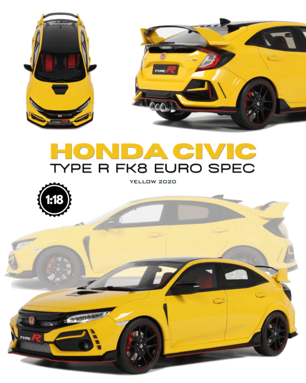 Otto Mobile - 1:18 Honda Civic Type R FK8 Euro Spec Sunlight Yellow 2020 - Limited Edition Resin Model