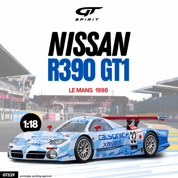 GT Spirit - 1:18 Nissan R390 GT1 No.32 Le Mans 24h 1998 Blue - Limited Edition Resin Model
