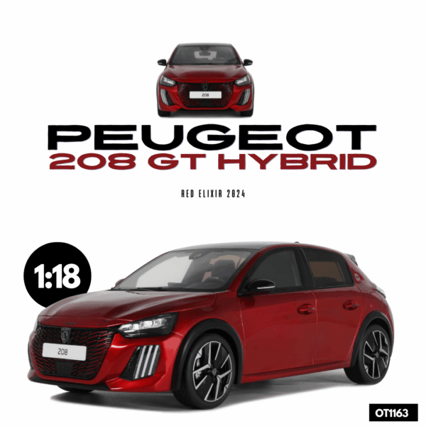 1:18 Peugeot 208 GT Hybrid Red Elixir 2024 - Limited Edition Resin Model by Otto Mobile