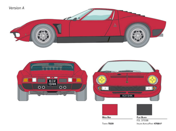 Italeri - 1:24 Lamborghini Miura JOTA SVJ (3649) Model Kit