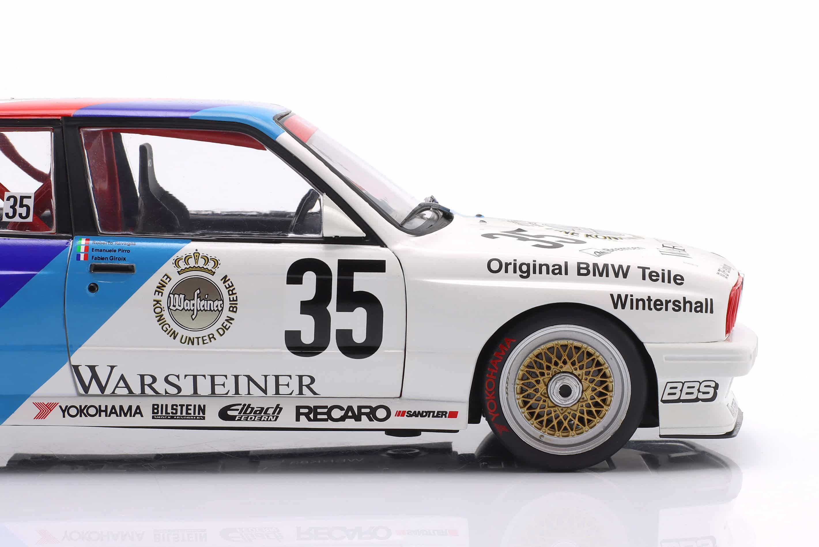 WERK83 1:18 BMW M3 (E30) No.35 Winner 24h Nurburgring 1989 Pirro, Ravaglia, Giroix (W18038007C) Diecast Model with Collector's Box 6 Werk83 1:18 scale BMW M3 E30 #35 Winner 24h Nurburgring 1989 die-cast model car W18038007C photo 09