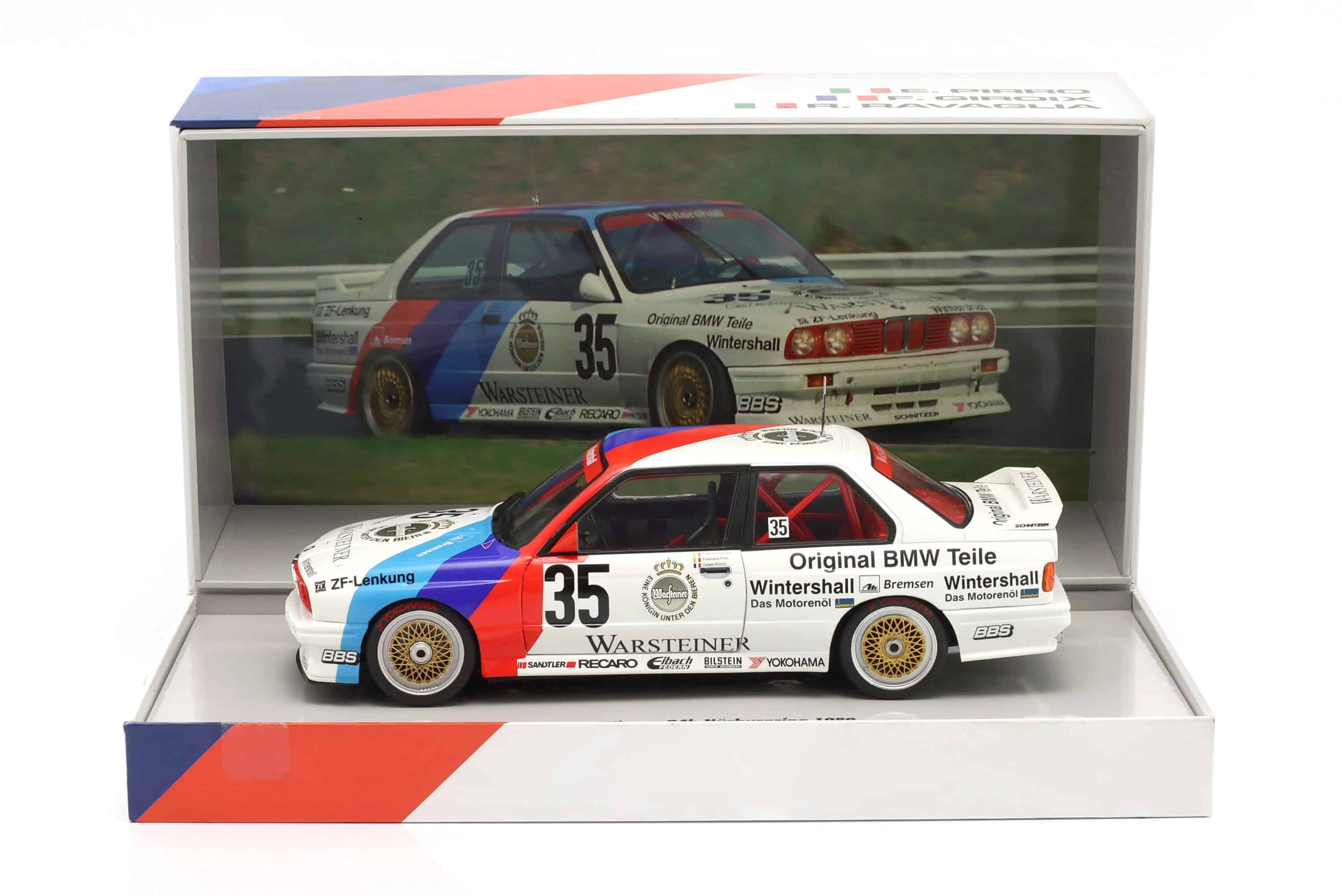 WERK83 1:18 BMW M3 (E30) No.35 Winner 24h Nurburgring 1989 Pirro, Ravaglia, Giroix (W18038007C) Diecast Model with Collector's Box 2 Werk83 1:18 scale BMW M3 E30 #35 Winner 24h Nurburgring 1989 die-cast model car W18038007C photo 12