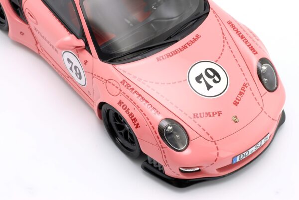 WERK83 1:18 Porsche 911 (997) Turbo S LBWK Sidney Hoffmann The Sow No.79 Pink (W18090001) Resin Model 17 WERK83 1:18 Porsche 911 (997) Turbo S LBWK Sidney Hoffmann The Sow No.79 Pink (W18090001) Resin Model - Image 2