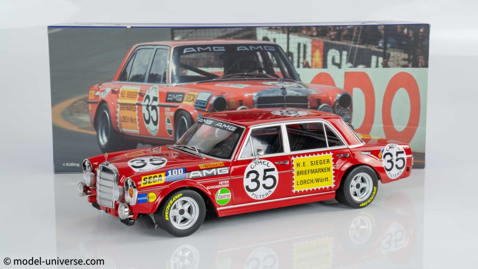 Mercedes-Benz 300 SEL 6.8 AMG: How a Luxury Saloon Shook Motorsport 2 WERK83 - 1:18 Mercedes-Benz AMG 300 SEL 6.3 No.35 2nd Spa 24h 1971 Hans Heyer, Schickentanz - Diecast Model