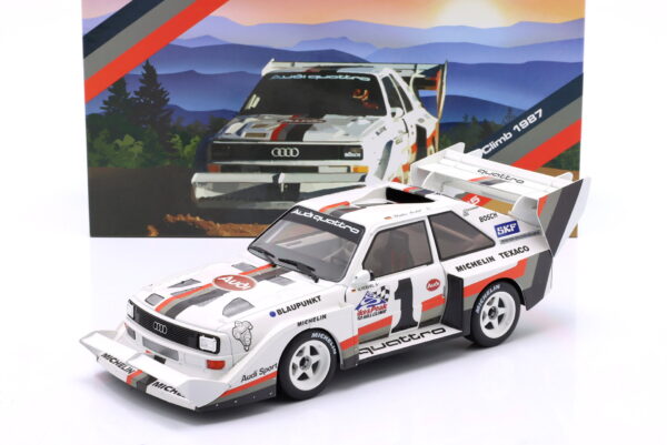 Werk83 1:18 Audi Sport Quattro S1 E2 No.1 Walter Rohrl Winner Pikes Peak 1987 Collector Box (W1802801C) Diecast Model