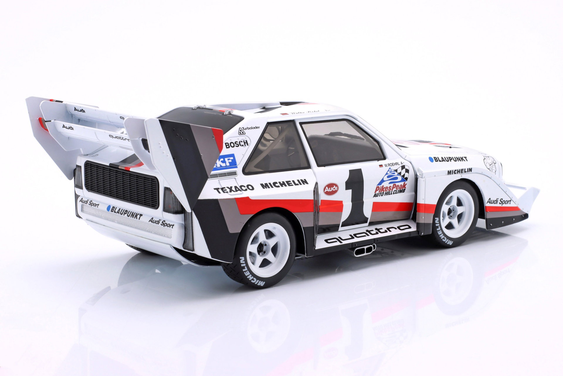 Werk83 1:18 Audi Sport Quattro S1 E2 No.1 Walter Rohrl Winner Pikes Peak 1987 Collector Box (W1802801C) Diecast Model 2 Werk83 1:18 Audi Sport Quattro S1 E2 No.1 Walter Rohrl Winner Pikes Peak 1987 Collector Box (W1802801C) Diecast Model