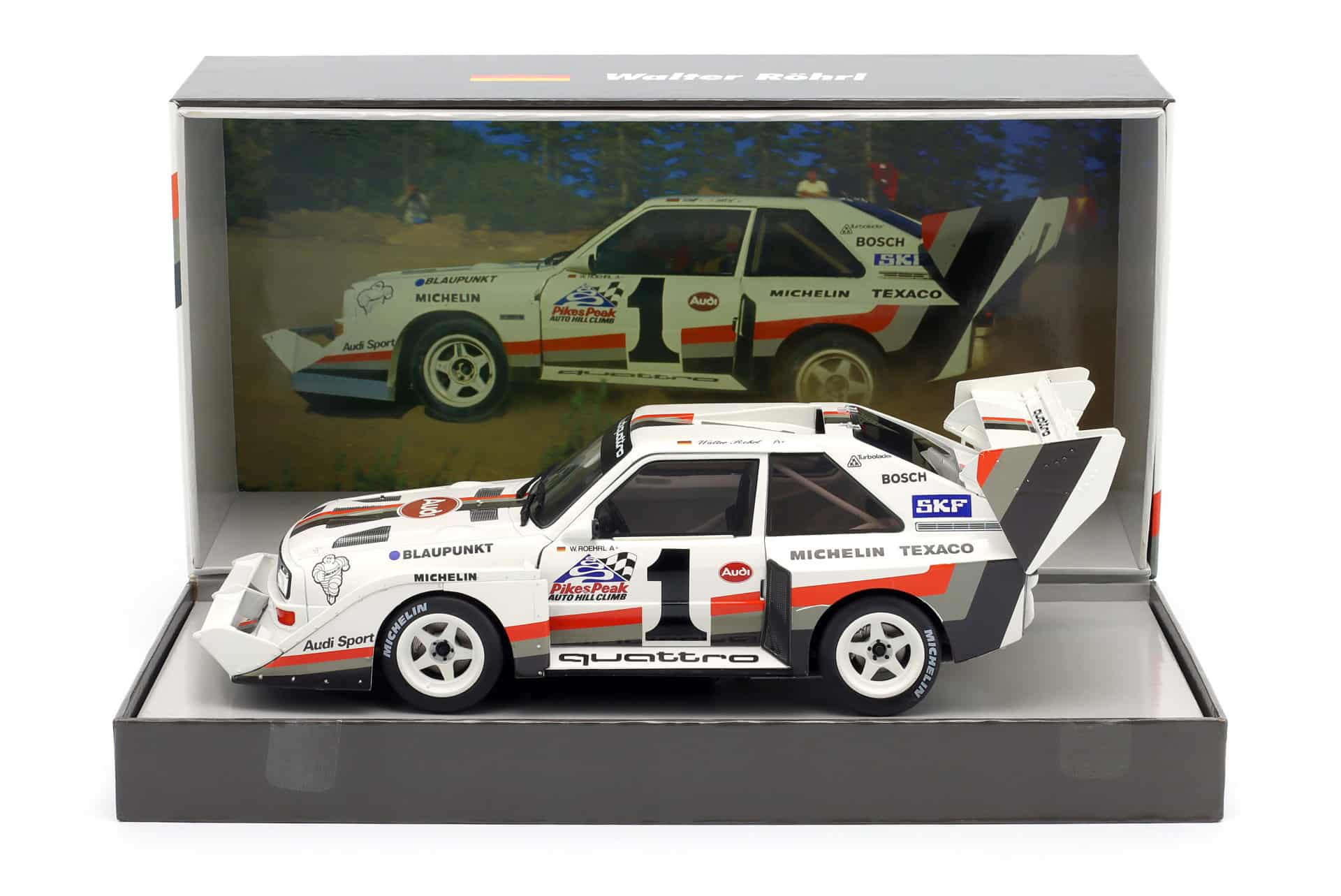 Werk83 1:18 Audi Sport Quattro S1 E2 No.1 Walter Rohrl Winner Pikes Peak 1987 Collector Box (W1802801C) Diecast Model 8 Werk83 1:18 Audi Sport Quattro S1 E2 No.1 Walter Rohrl Winner Pikes Peak 1987 Collector Box (W1802801C) Diecast Model
