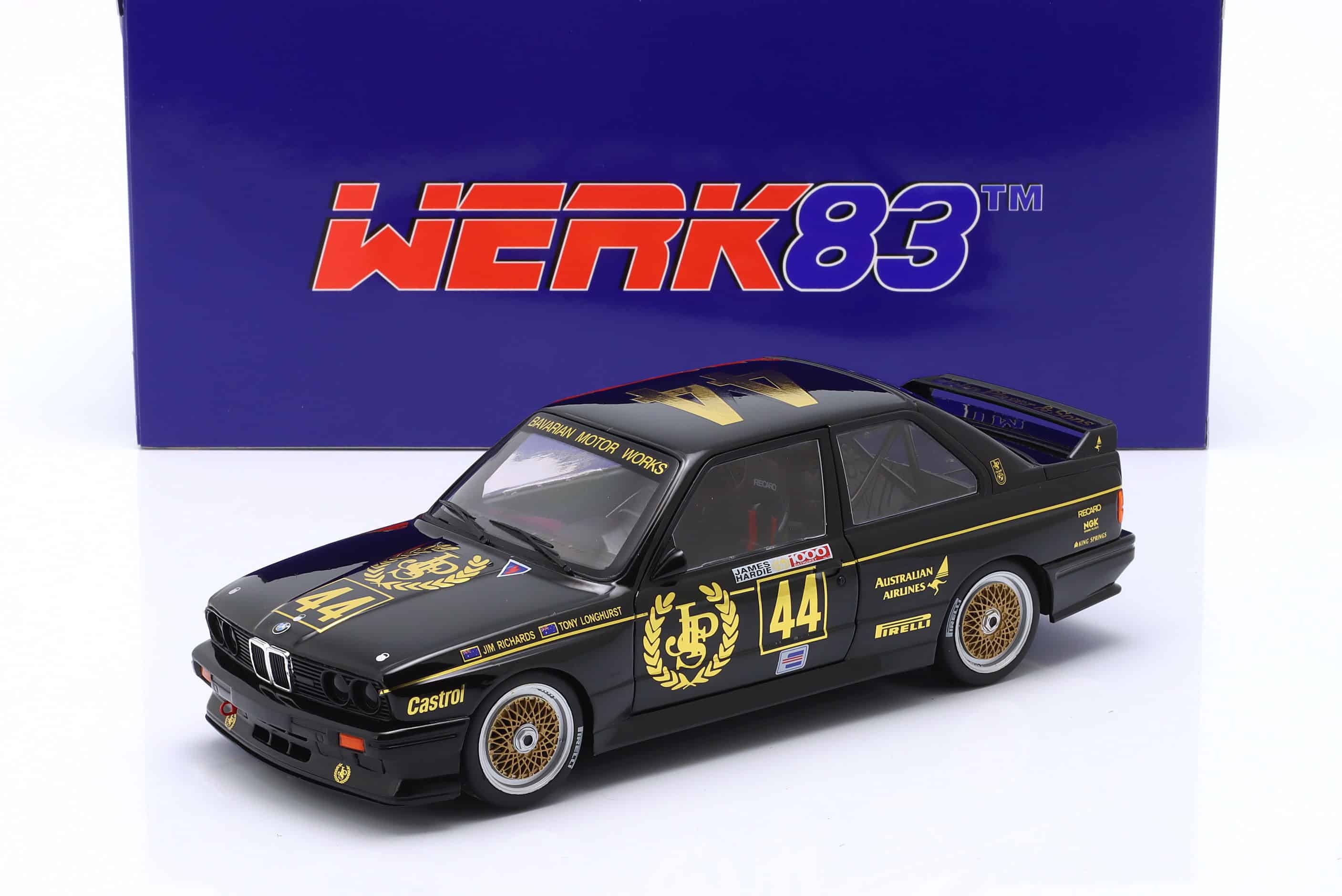 WERK83 - 1:18 BMW M3 (E30) JPS No.44 Winner 1000km Bathurst Class 2 - Richards, Longhurst - Diecast Model